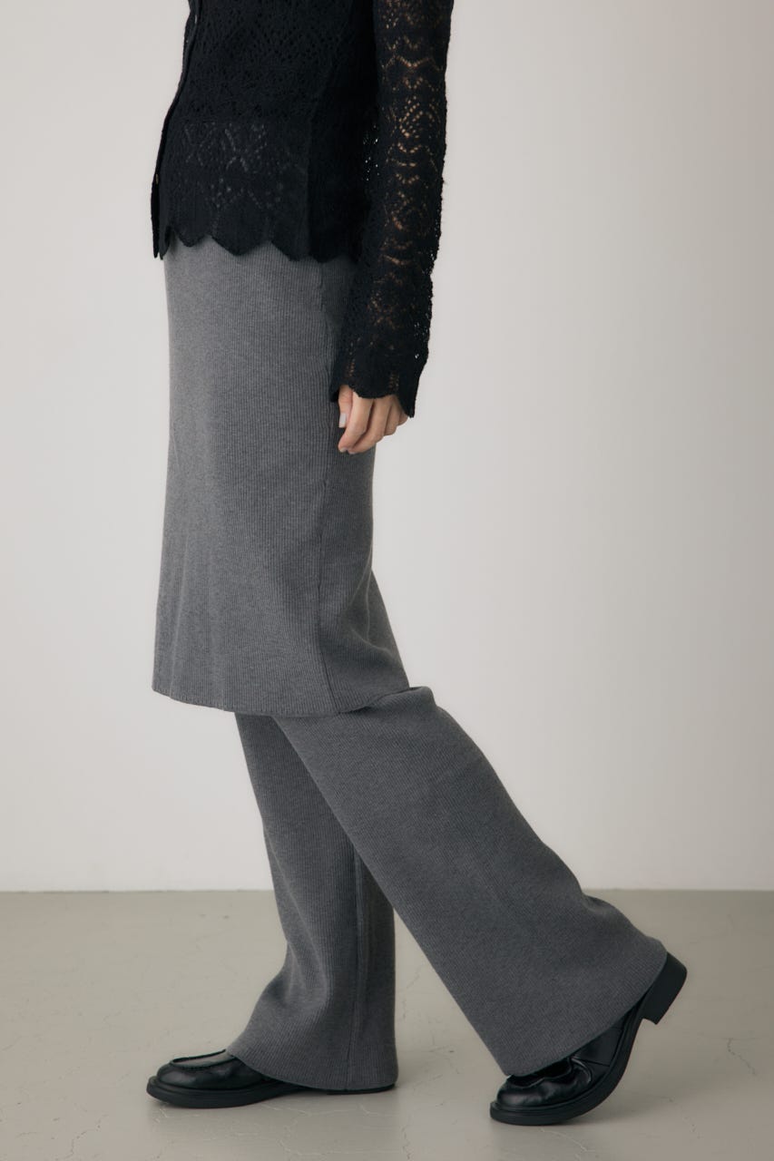 リブニットスカートパンツ GRY FREE