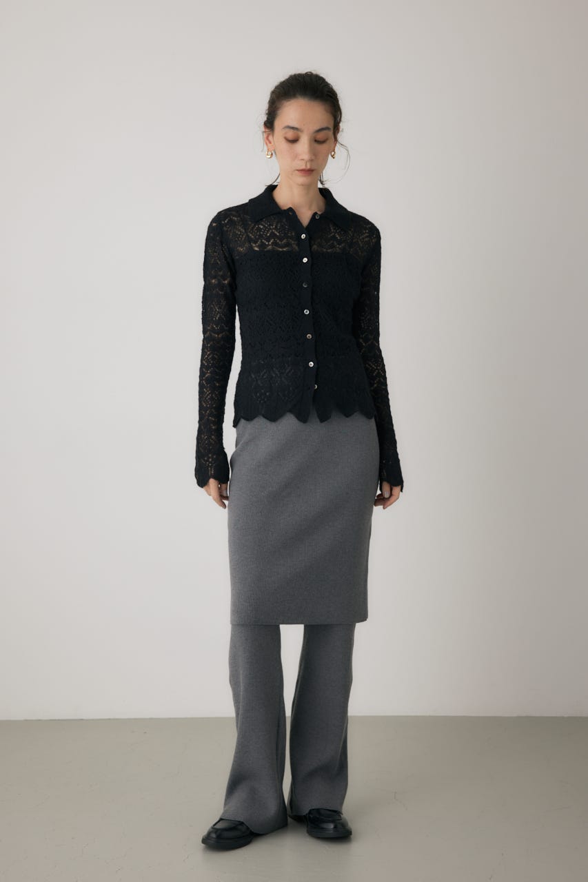 リブニットスカートパンツ GRY FREE