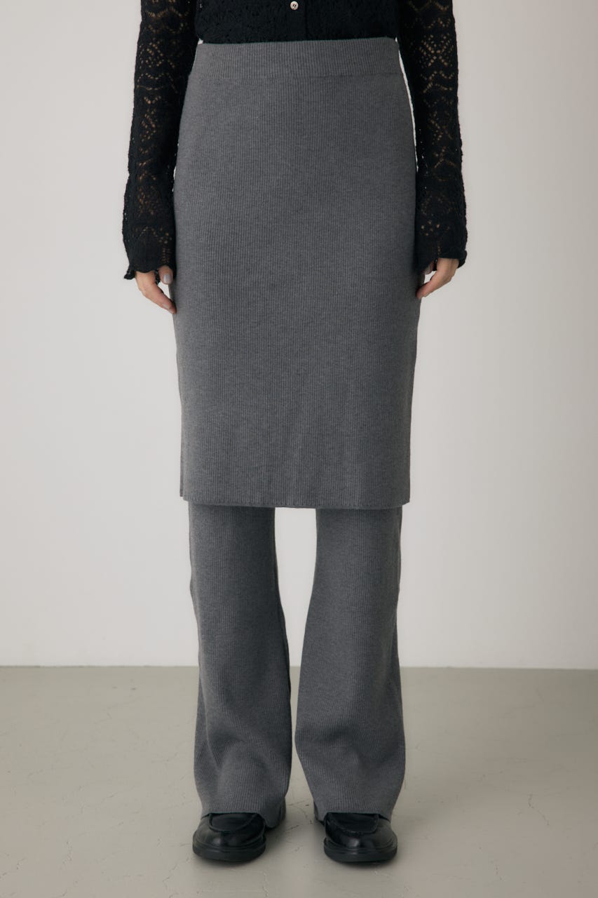 リブニットスカートパンツ GRY FREE