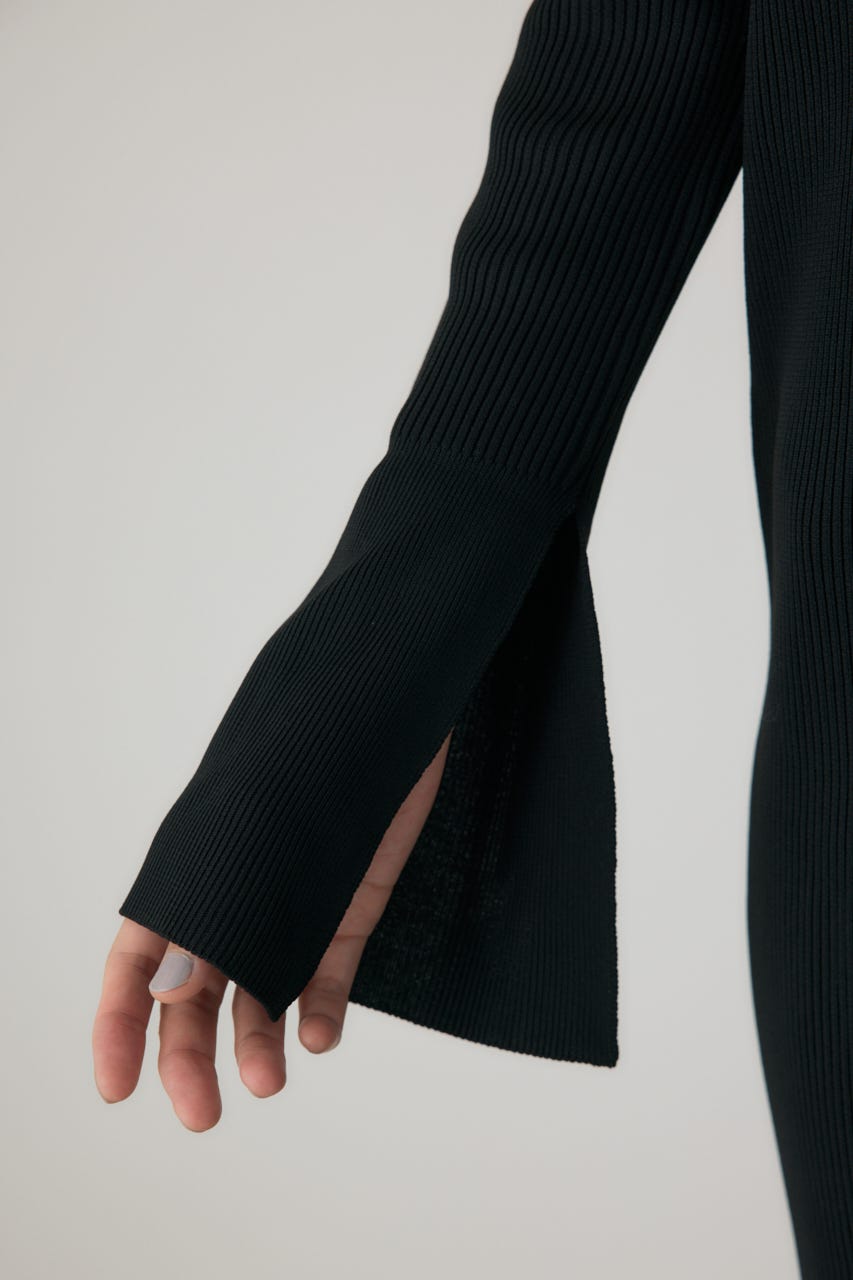 ポロリブニットワンピース BLK FREE