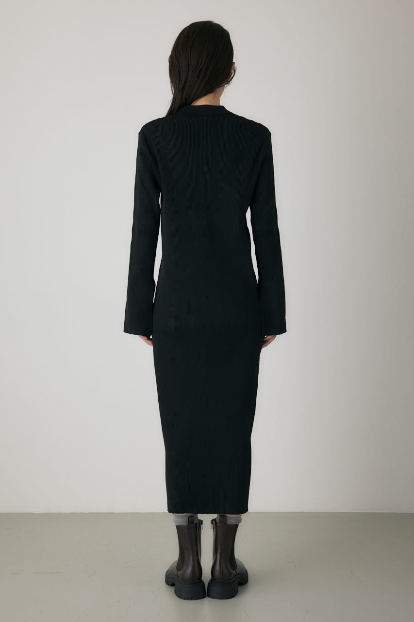 ポロリブニットワンピース BLK FREE