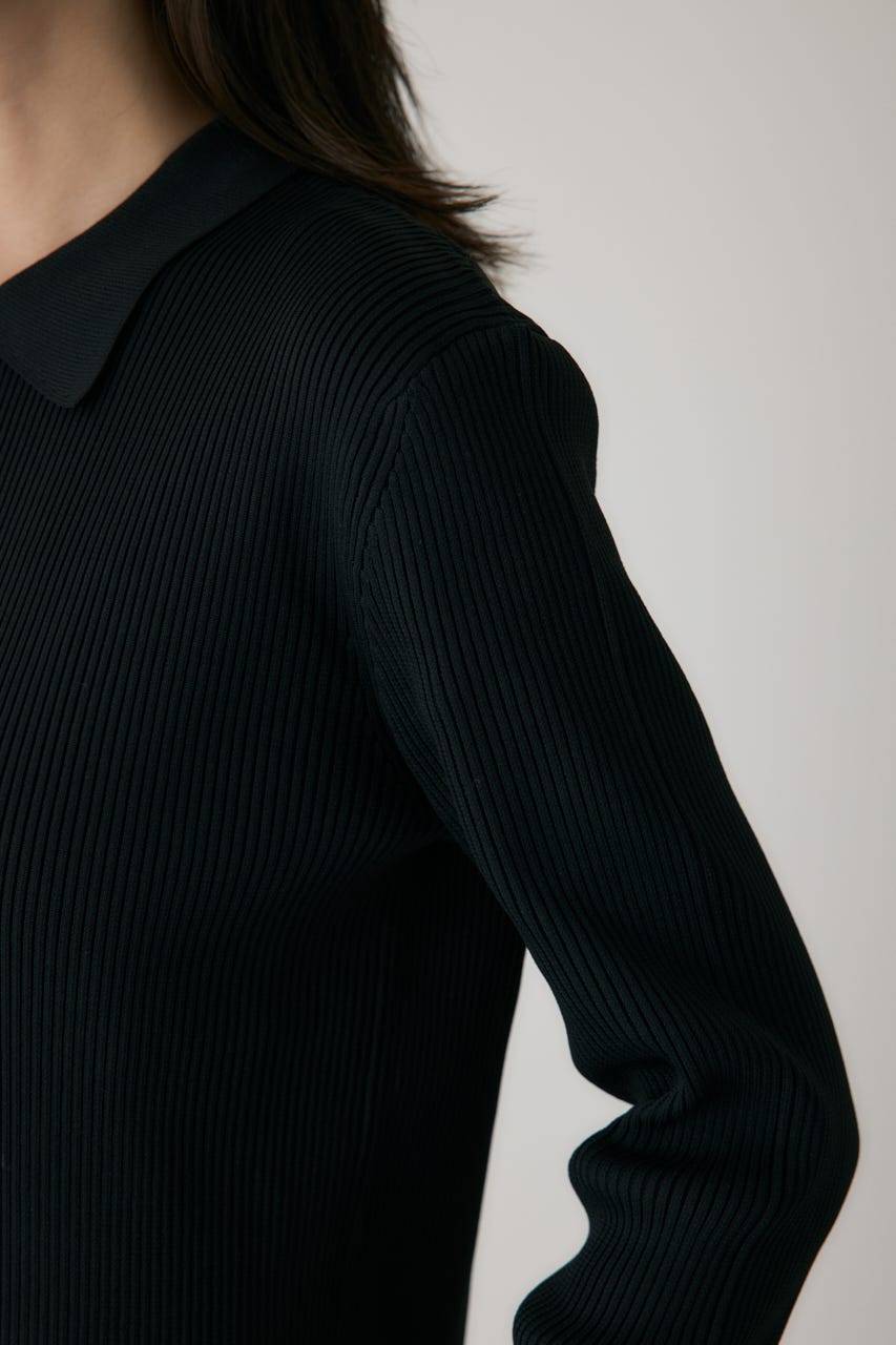 ポロリブニットワンピース BLK FREE