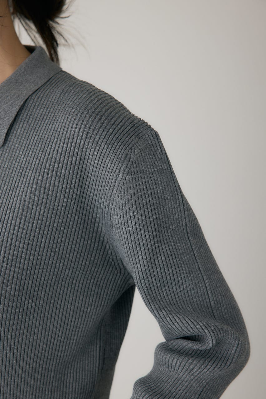 ポロリブニットワンピース GRY FREE