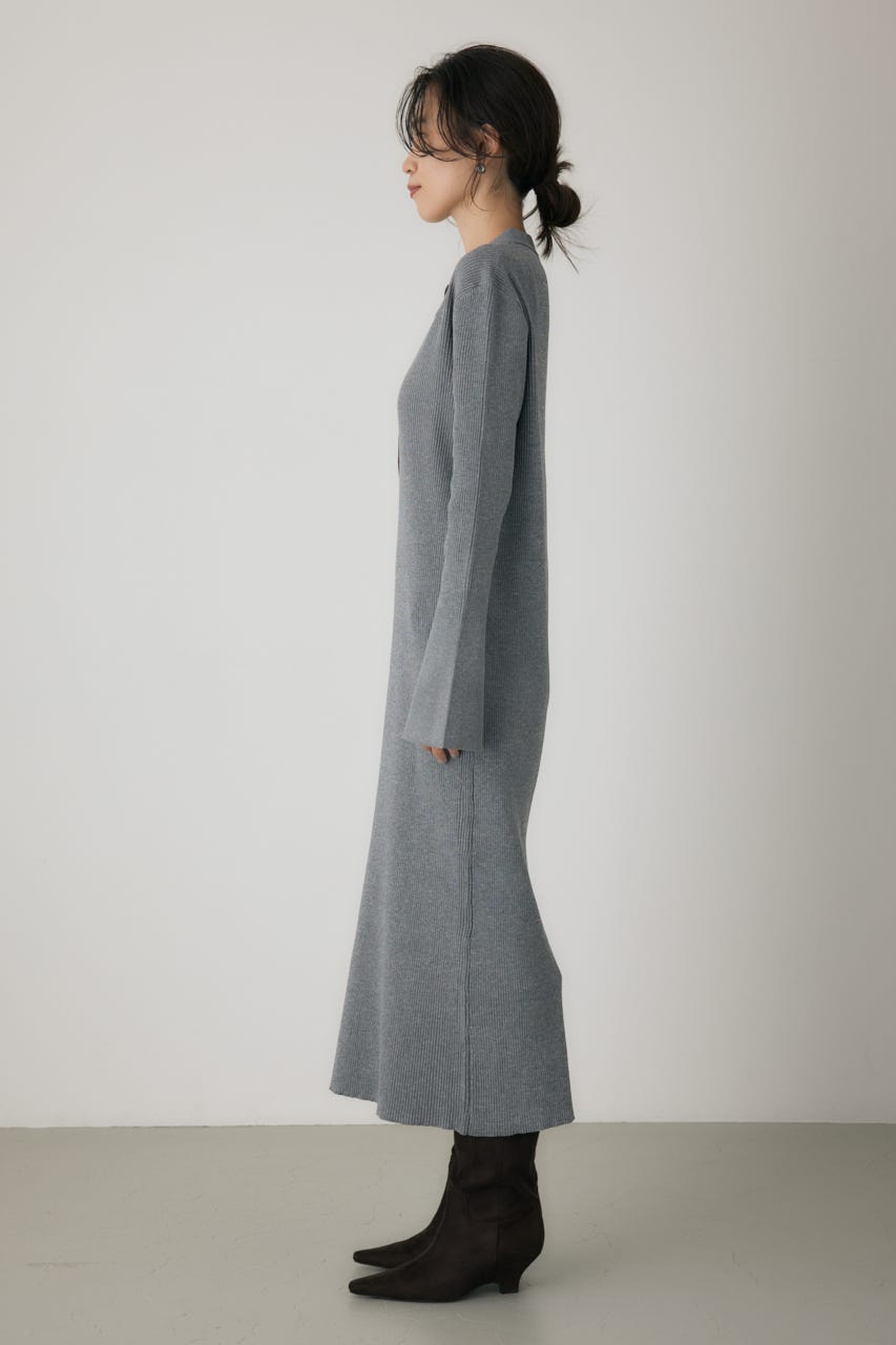 ポロリブニットワンピース GRY FREE