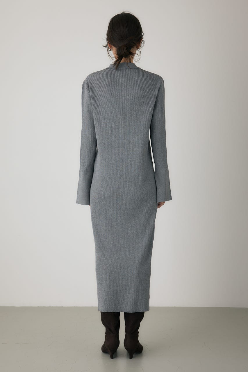 ポロリブニットワンピース GRY FREE