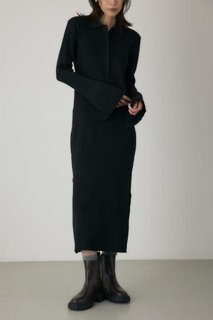 ポロリブニットワンピース