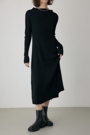 フリンジリブニットワンピース