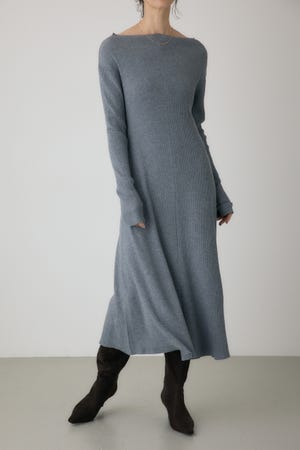 フリンジリブニットワンピース