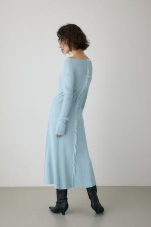 フリンジリブニットワンピース