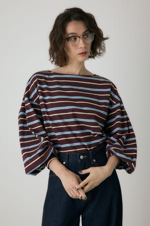 ボーダーボリュームスリーブプルオーバー