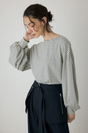 ボーダーボリュームスリーブプルオーバー