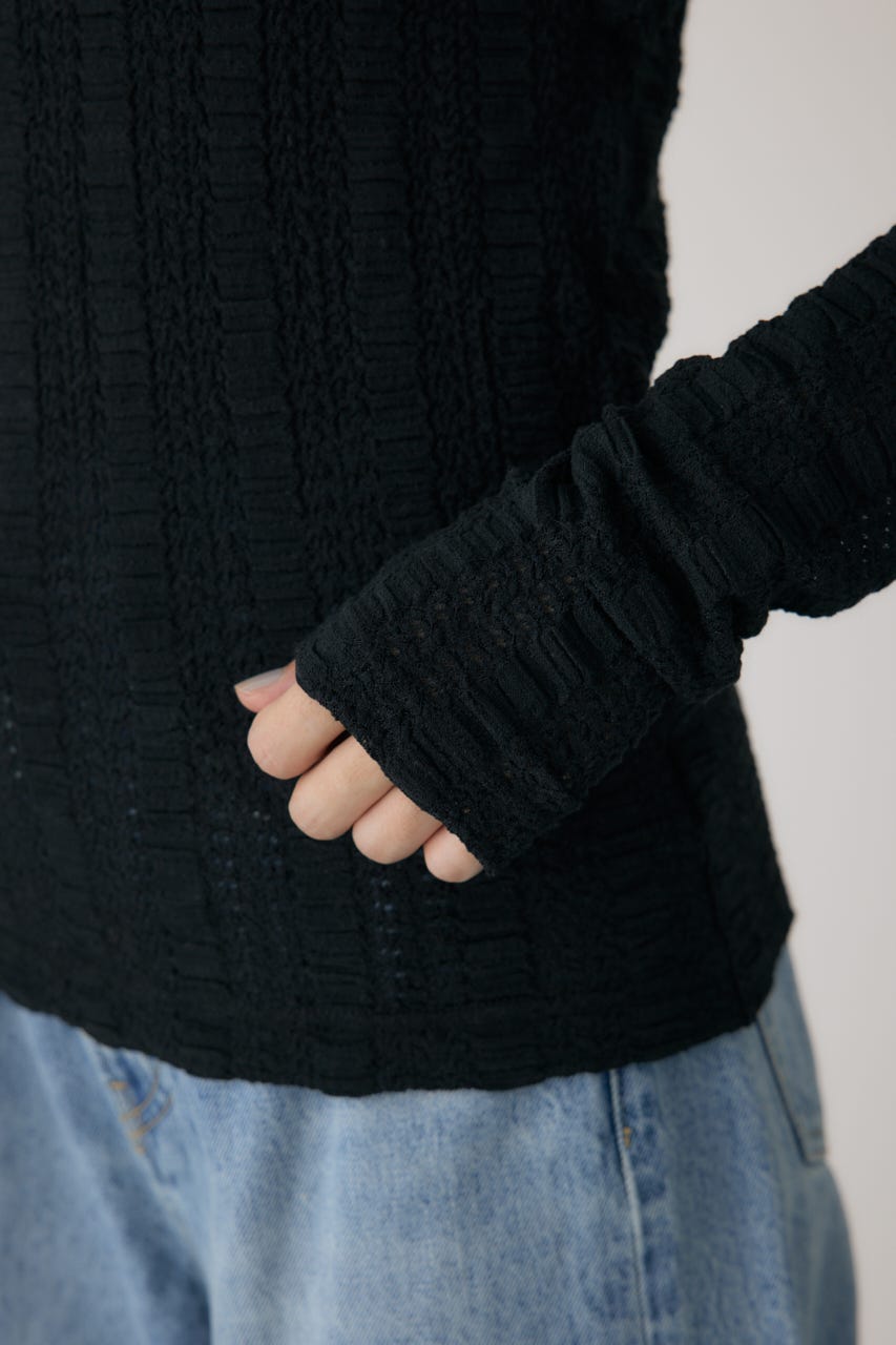 シャーリングデザイントップス BLK FREE