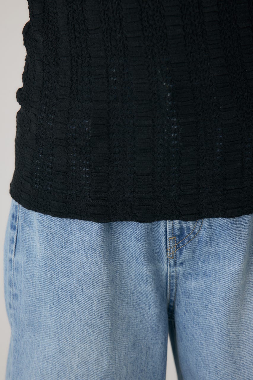 シャーリングデザイントップス BLK FREE