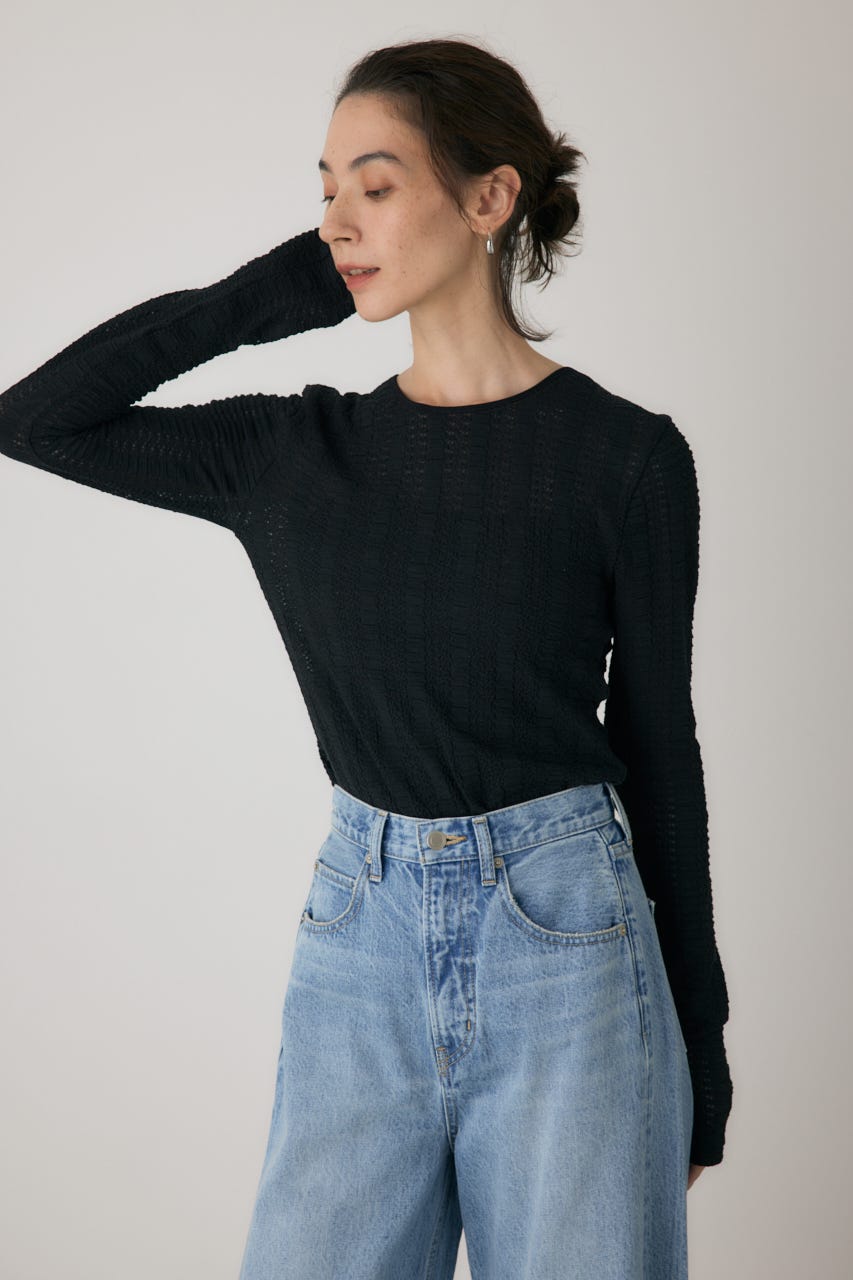 シャーリングデザイントップス BLK FREE