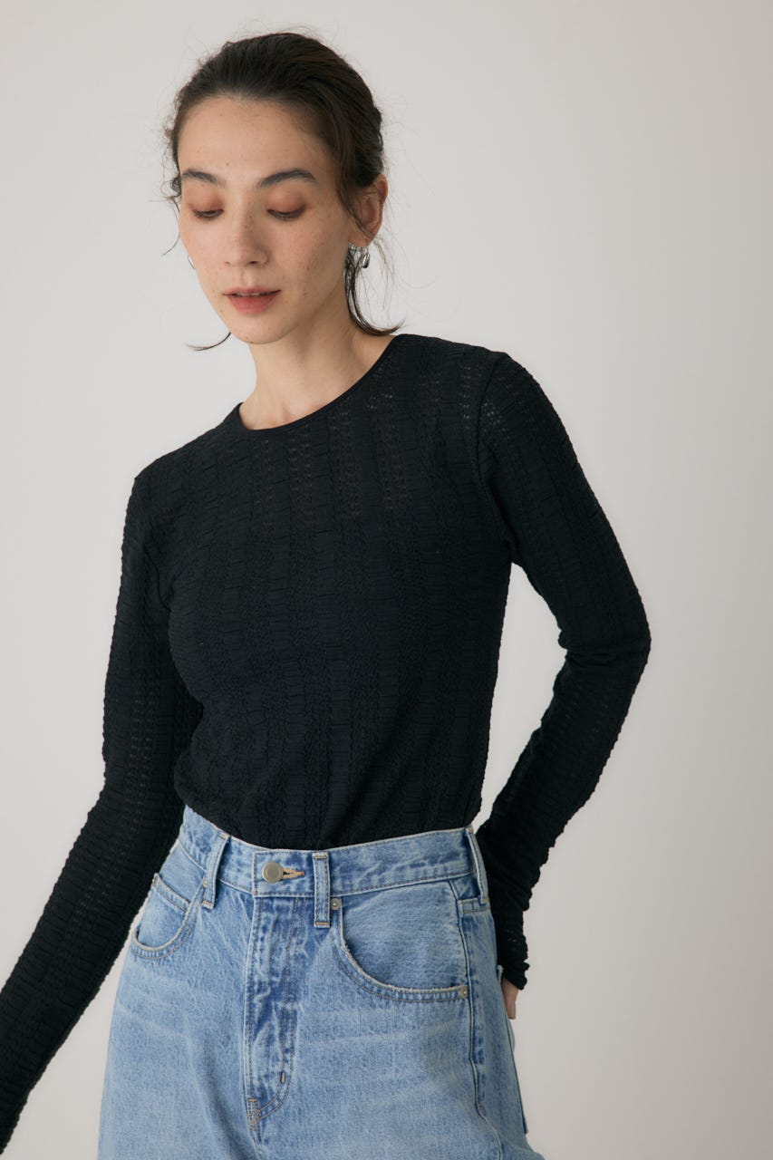 シャーリングデザイントップス BLK FREE