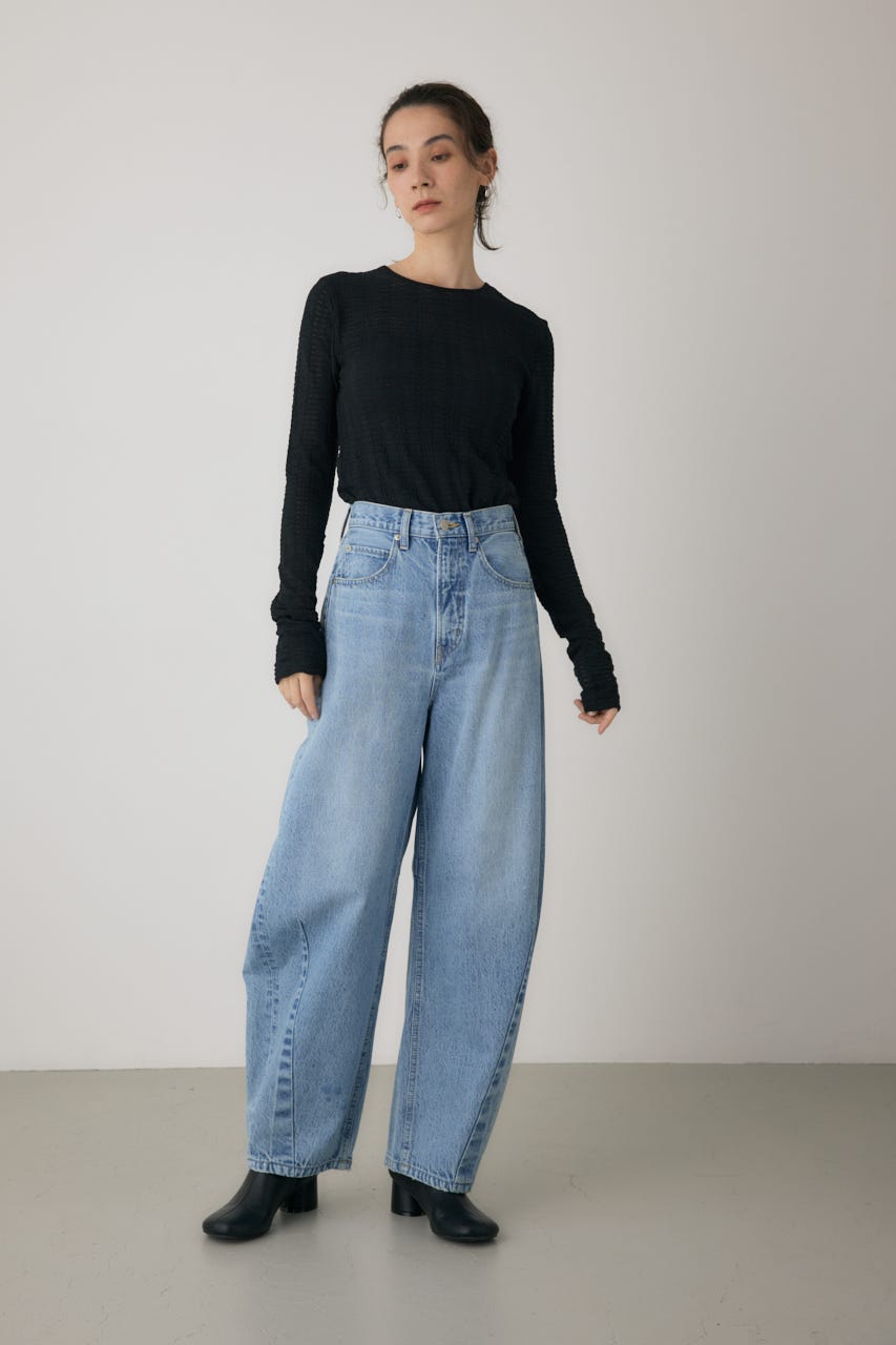 シャーリングデザイントップス BLK FREE