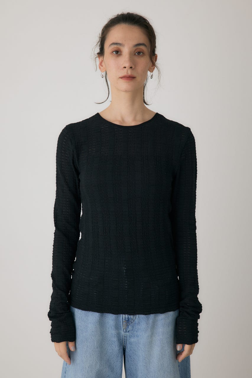 シャーリングデザイントップス BLK FREE