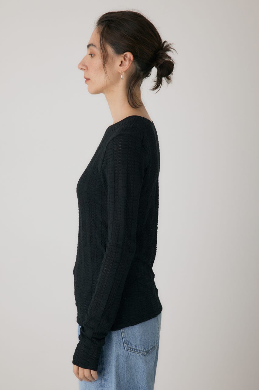 シャーリングデザイントップス BLK FREE