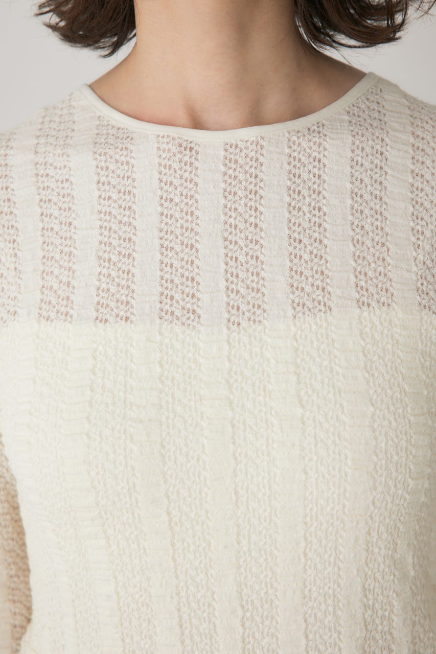 シャーリングデザイントップス O/WHT FREE