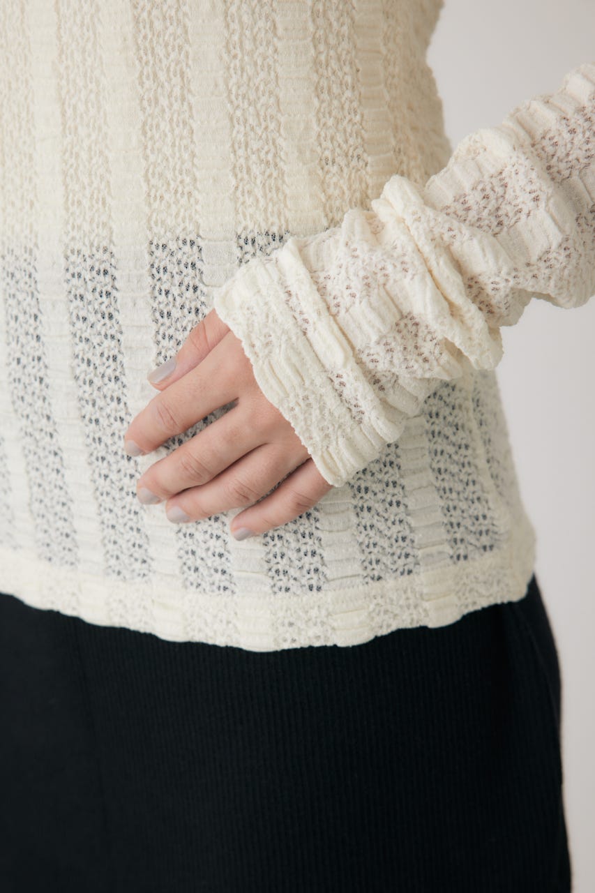 シャーリングデザイントップス O/WHT FREE