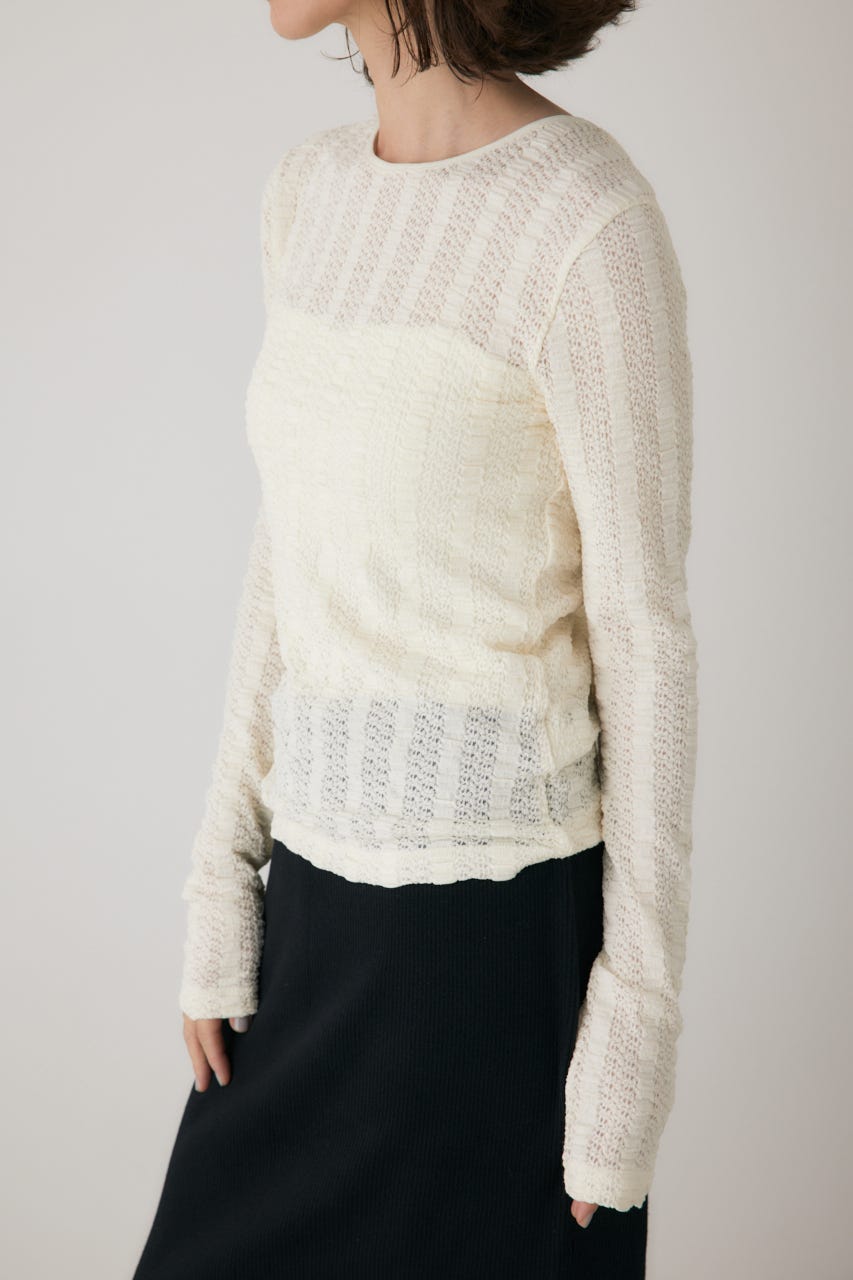 シャーリングデザイントップス O/WHT FREE