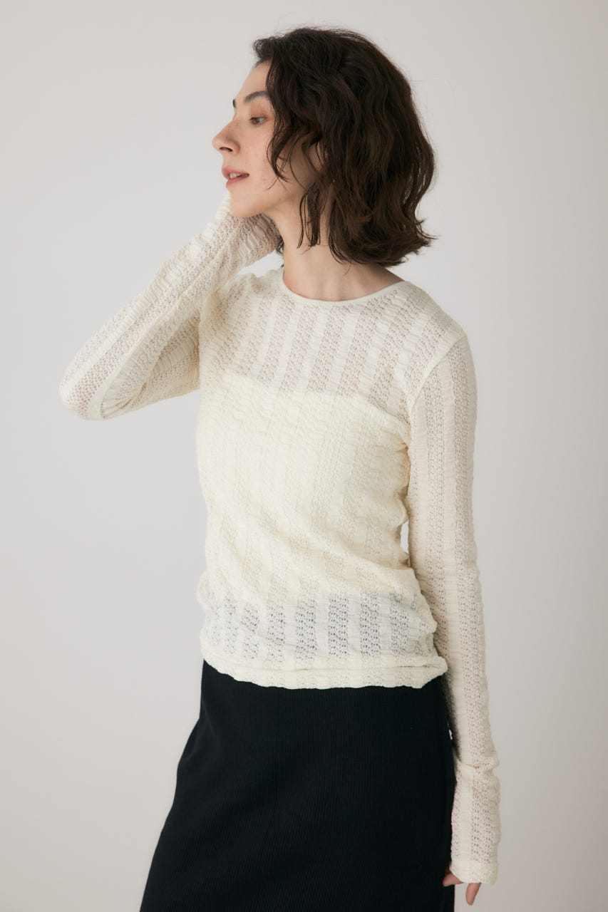 シャーリングデザイントップス O/WHT FREE