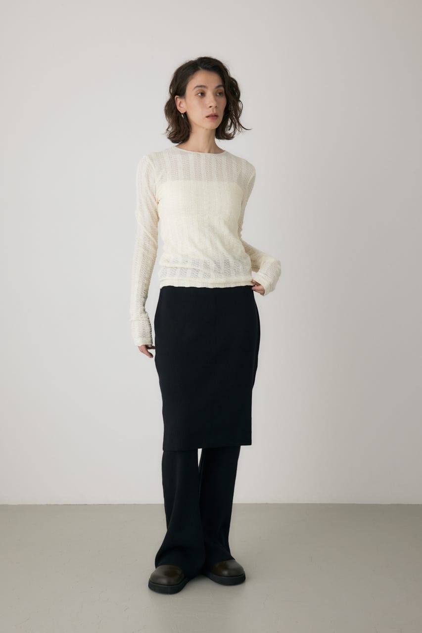 シャーリングデザイントップス O/WHT FREE