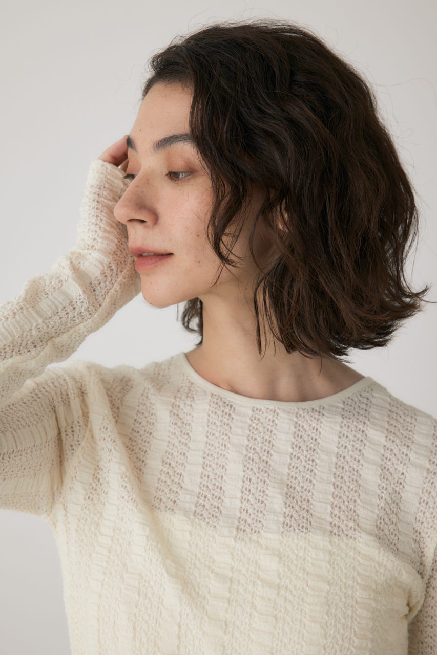 シャーリングデザイントップス O/WHT FREE