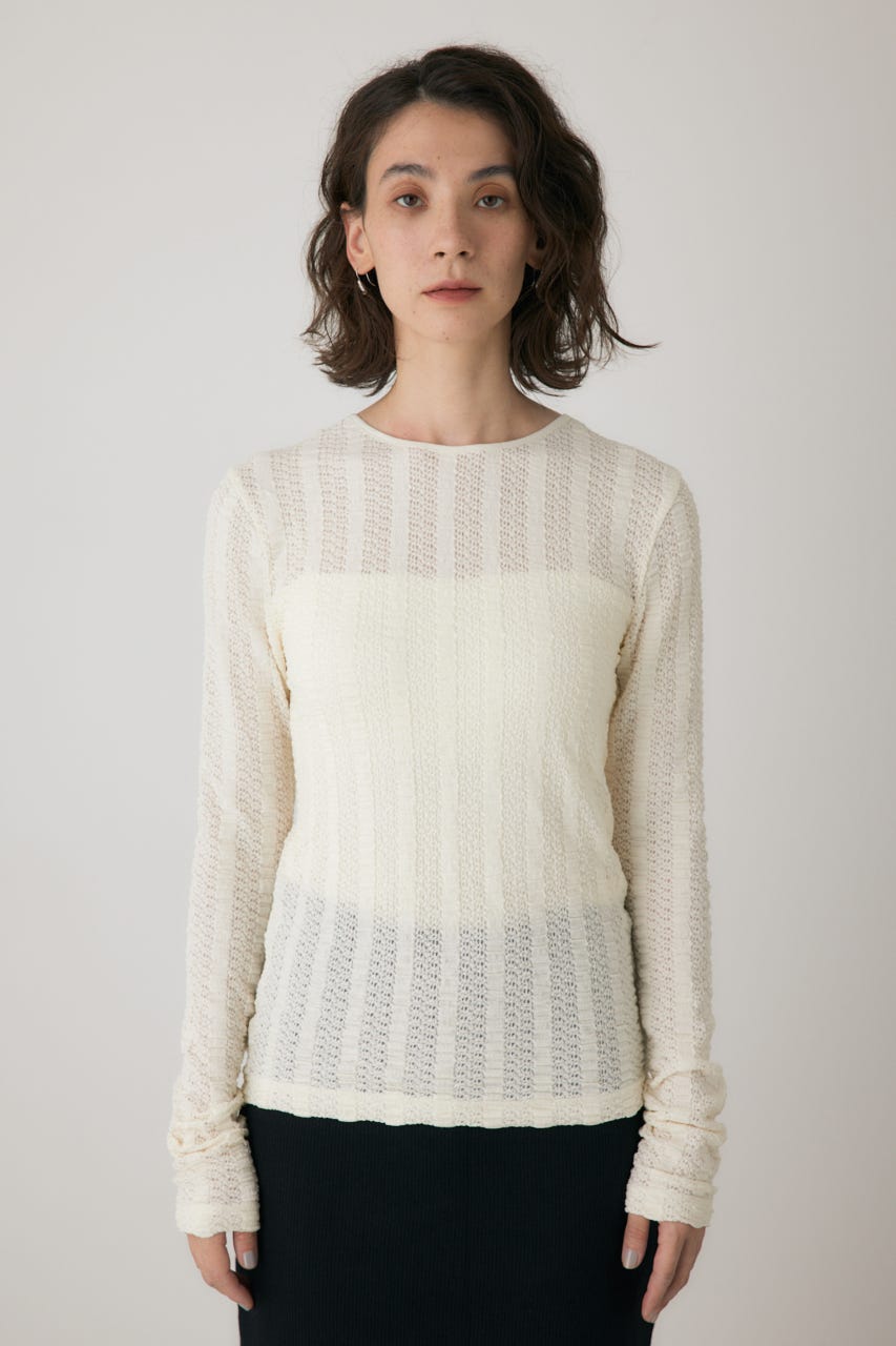 シャーリングデザイントップス O/WHT FREE