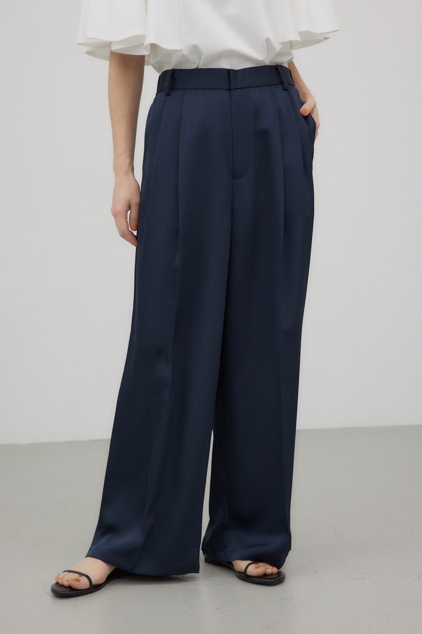 【沙耶香】JUEMI タイパンツ サテン スリット ワイド パンツ Satin Deep-Slit Pants – JUEMI