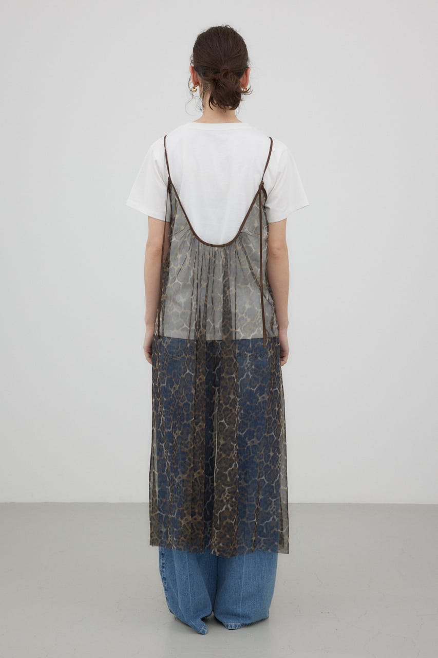 レオパードチュールキャミワンピース 柄BRN FREE