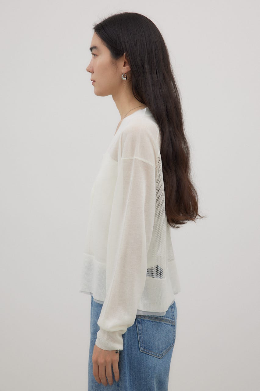 crie conforto | バックメッシュカーディガン (カーディガン