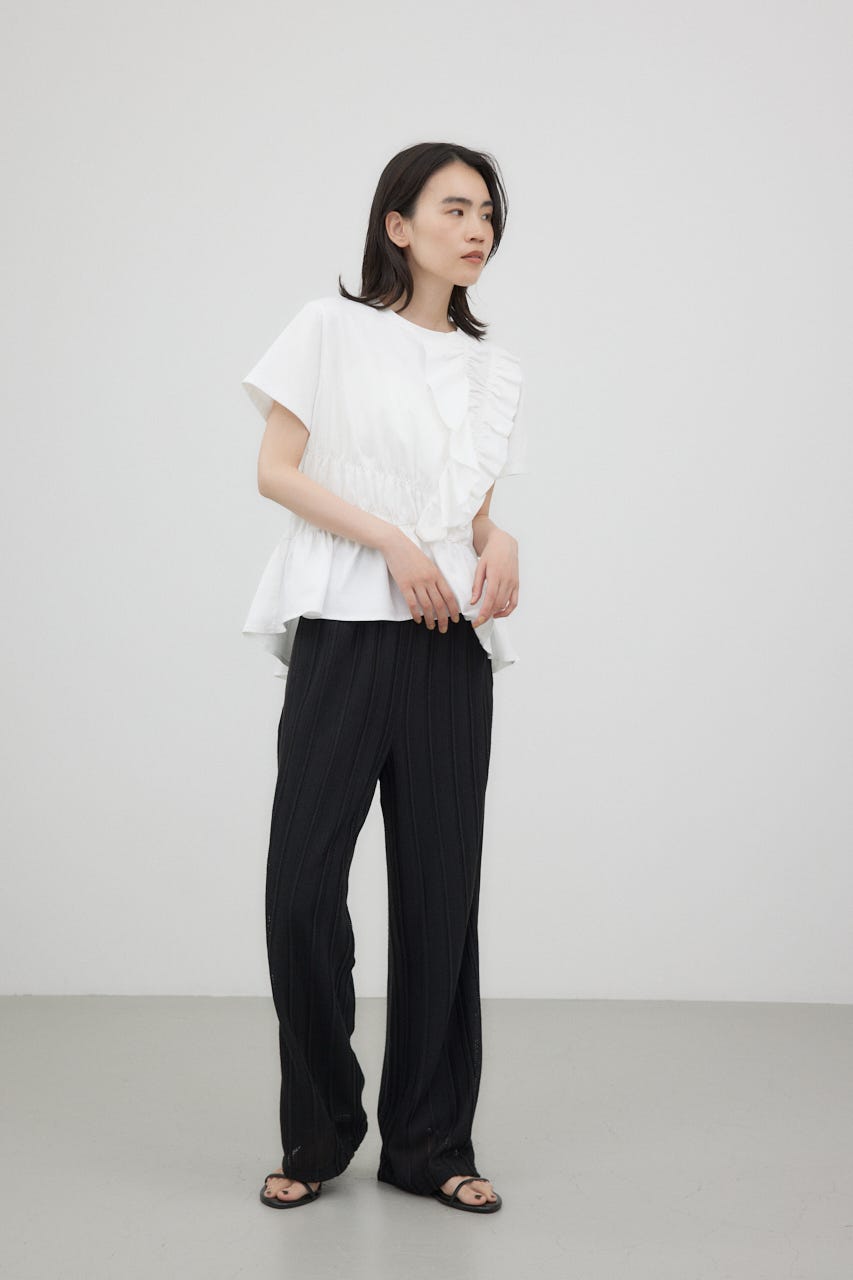 crie conforto | フリルシャーリングプルオーバー (Tシャツ