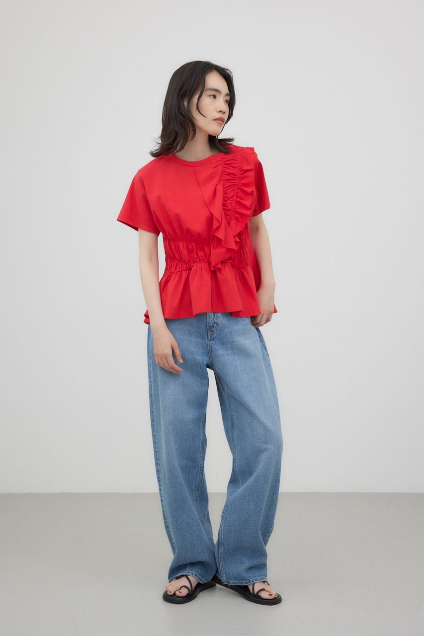 tシャツ フリルシャーリングプルオーバー レディース crie conforto | フリルシャーリングプルオーバー (Tシャツ