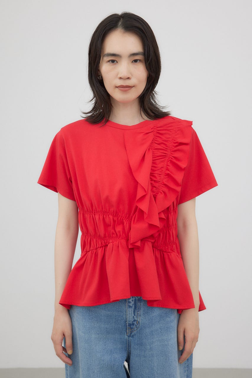 tシャツ フリルシャーリングプルオーバー レディース crie conforto | フリルシャーリングプルオーバー (Tシャツ