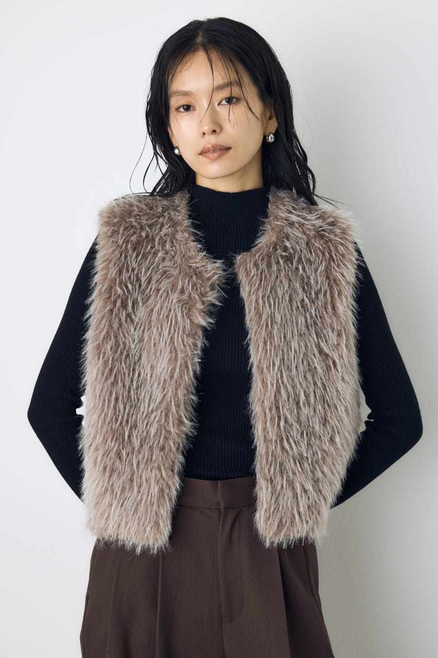 【WEB限定】フェイクファーベスト BEG FREE