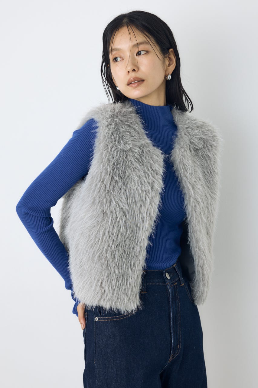 【WEB限定】フェイクファーベスト GRY FREE