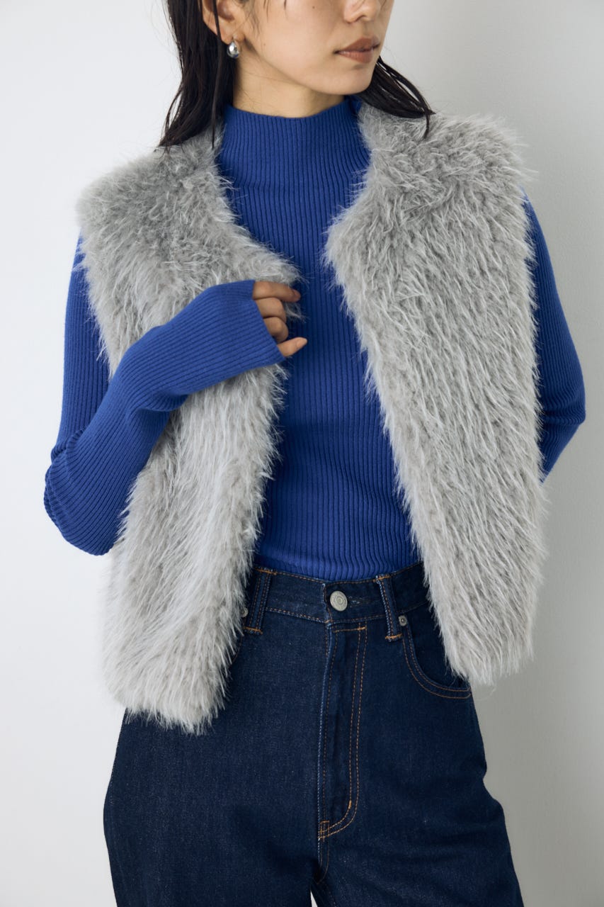 【WEB限定】フェイクファーベスト GRY FREE
