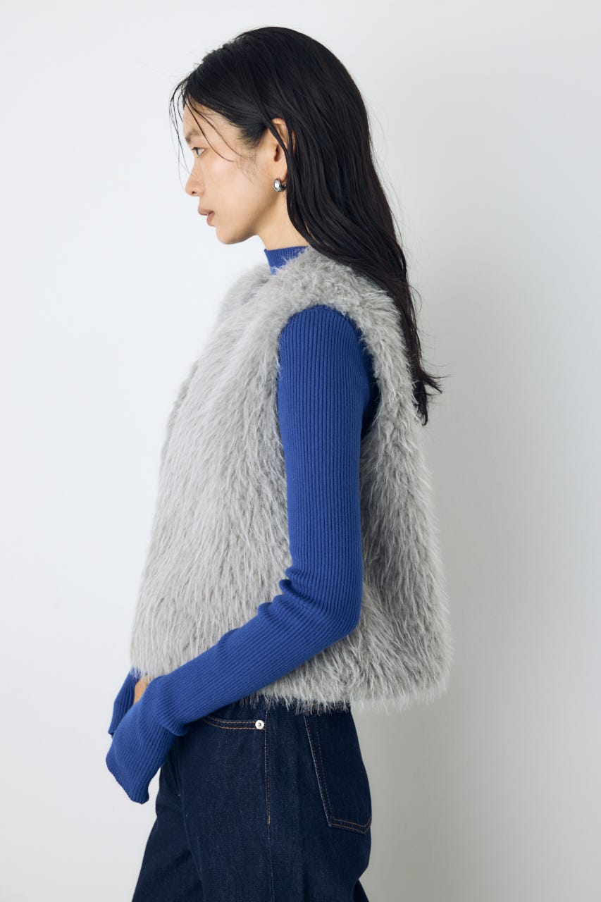 【WEB限定】フェイクファーベスト GRY FREE