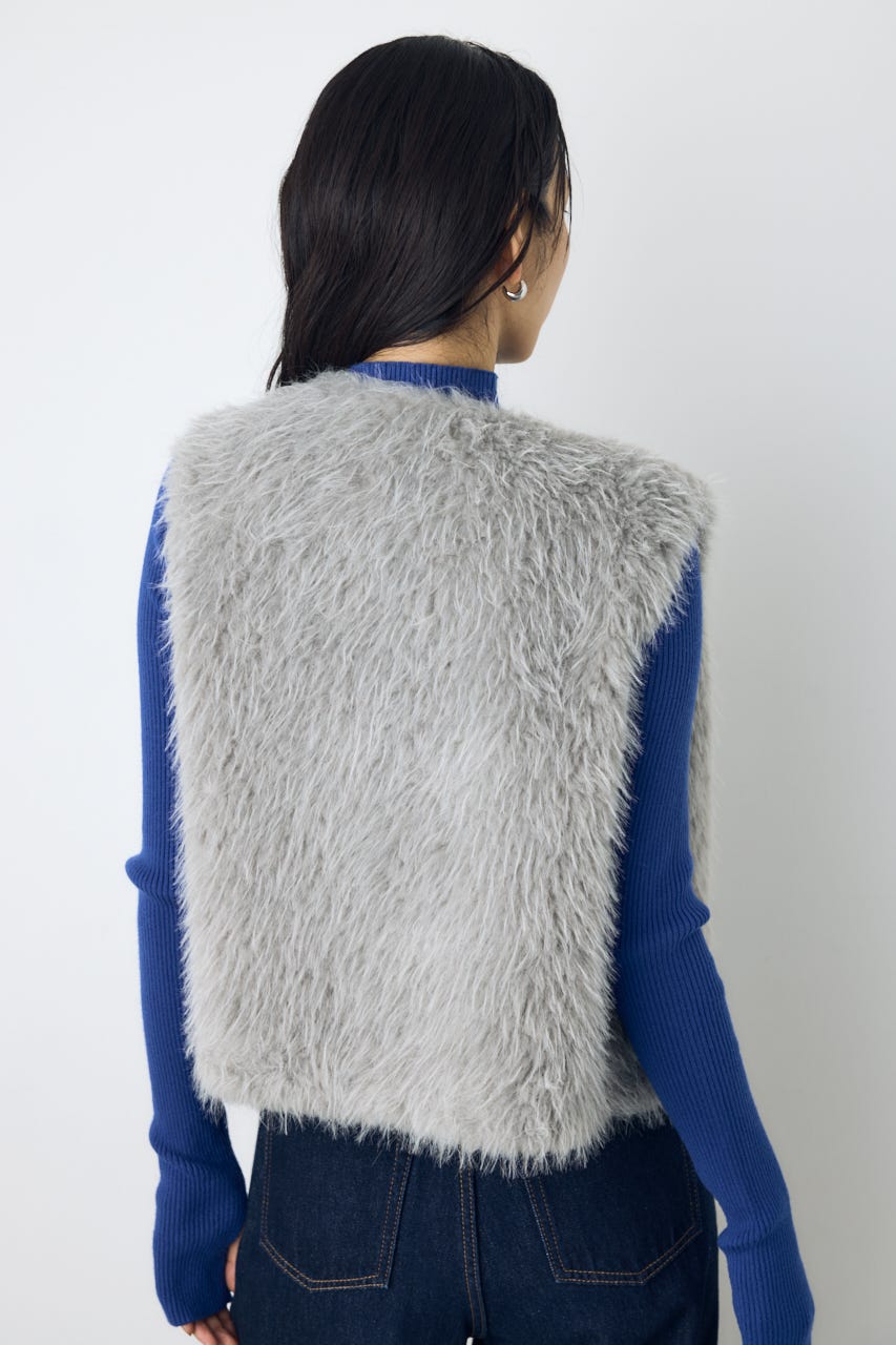 【WEB限定】フェイクファーベスト GRY FREE