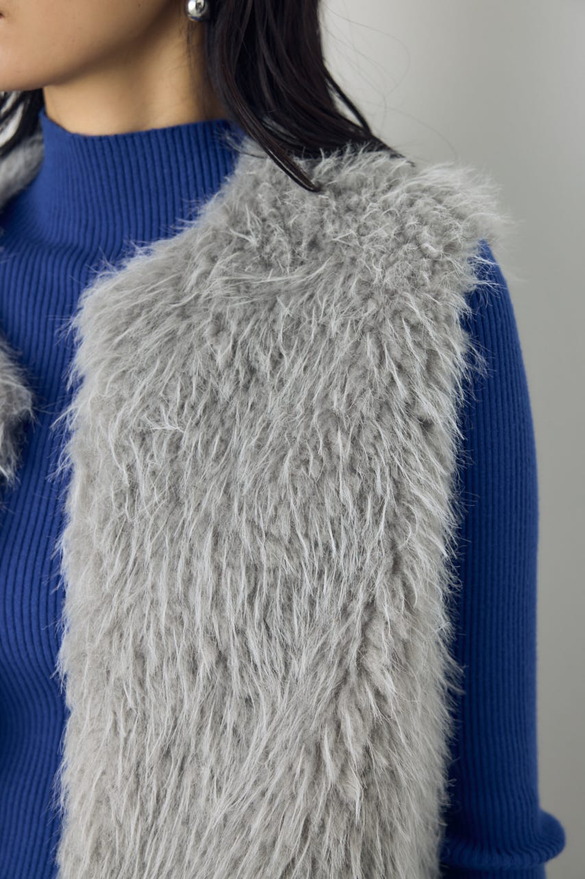 【WEB限定】フェイクファーベスト GRY FREE