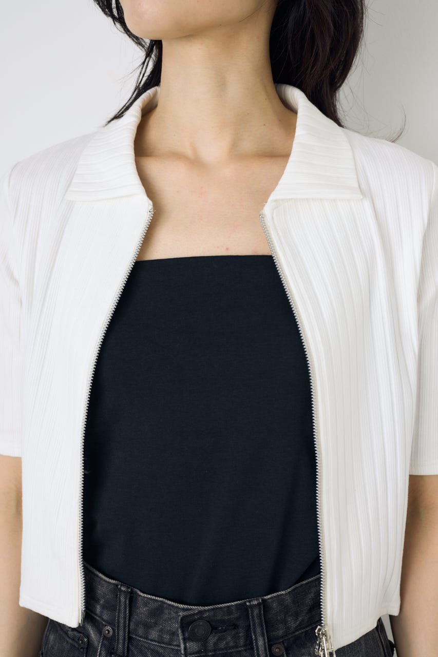 【WEB限定】ZIP5分袖リブカーデ IVOY FREE