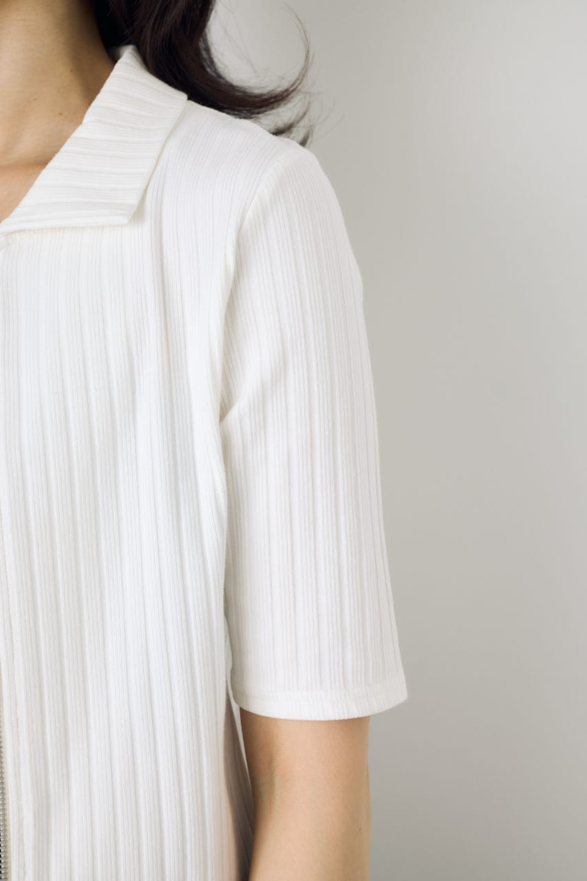 【WEB限定】ZIP5分袖リブカーデ IVOY FREE