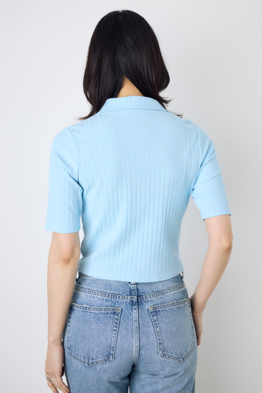 【WEB限定】ZIP5分袖リブカーデ L/BLU FREE