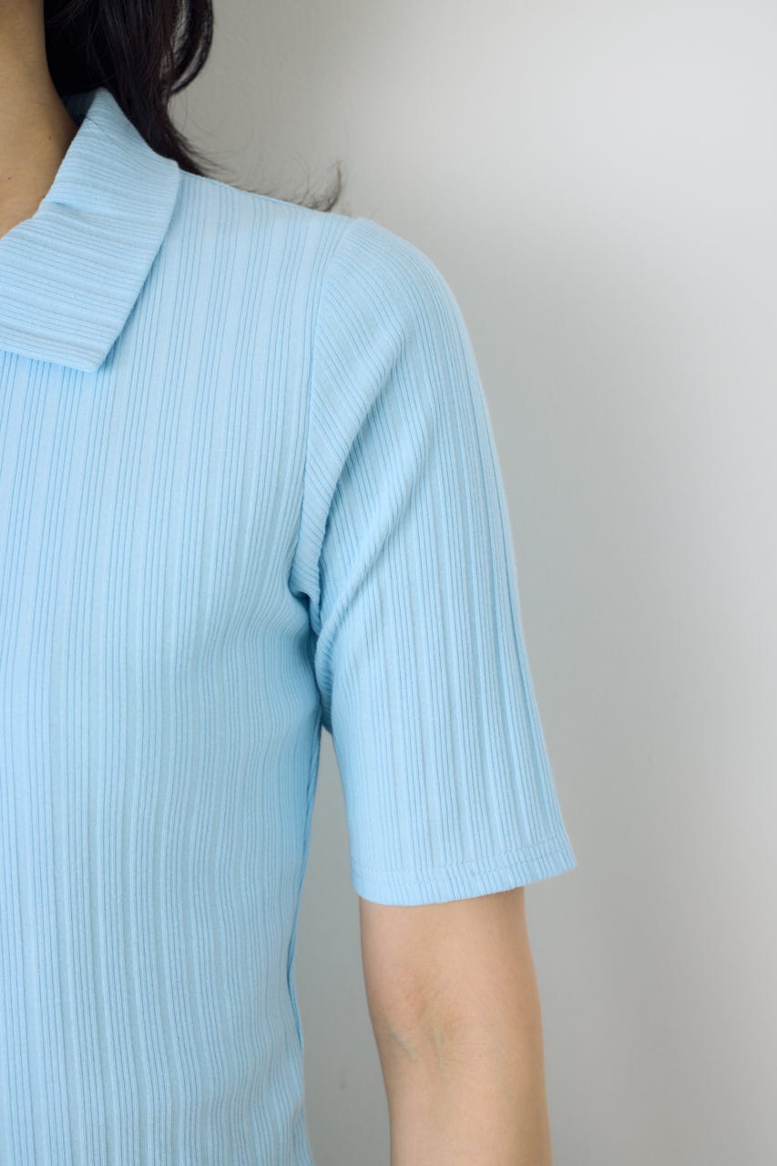 【WEB限定】ZIP5分袖リブカーデ L/BLU FREE