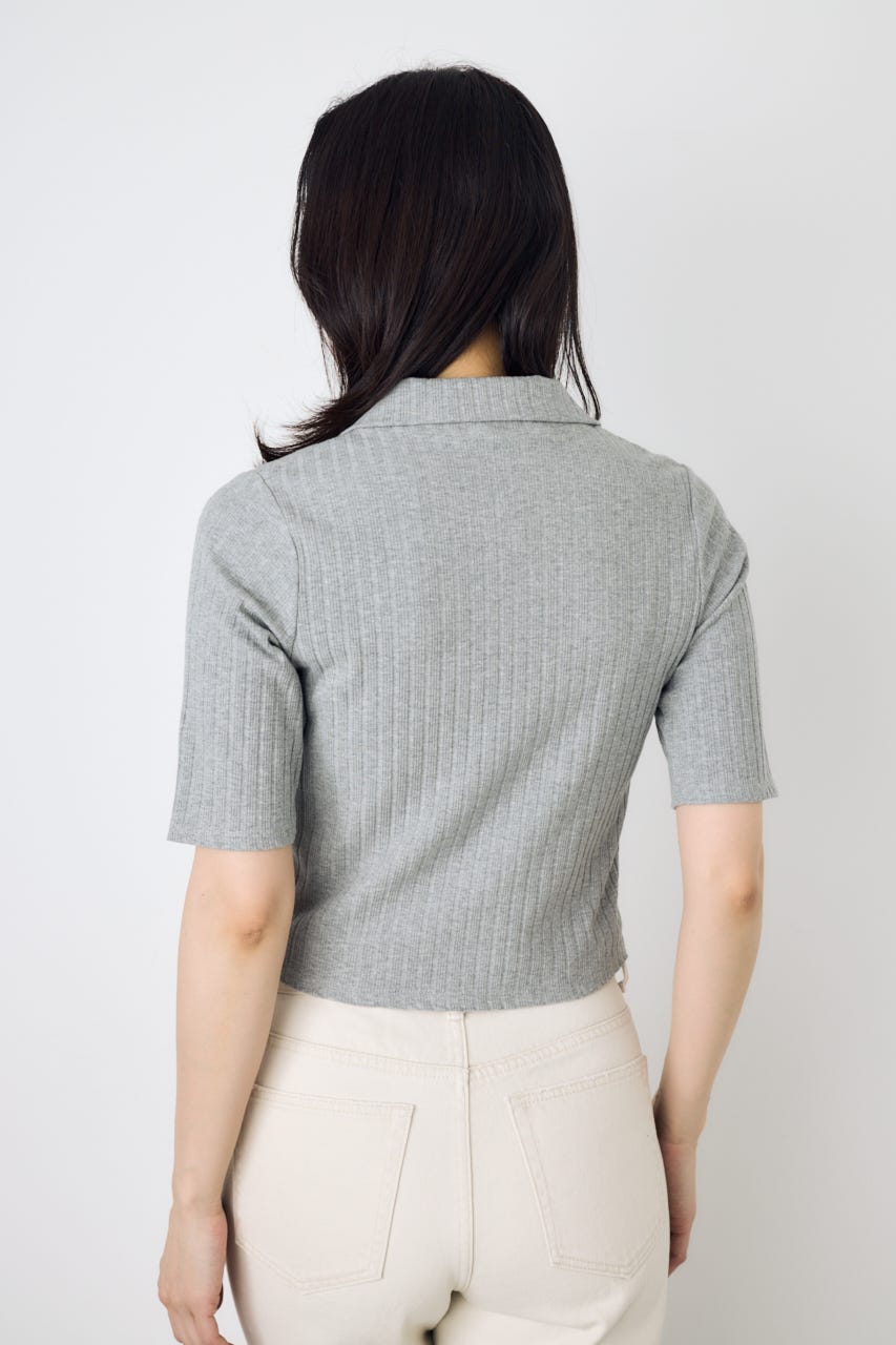【WEB限定】ZIP5分袖リブカーデ T.GRY FREE