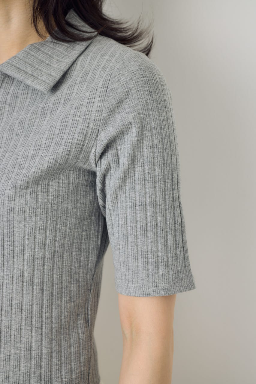 【WEB限定】ZIP5分袖リブカーデ T.GRY FREE