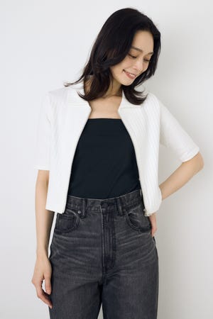 【WEB限定】ZIP5分袖リブカーデ