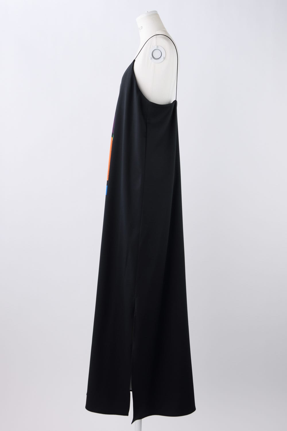DRAWING SLIT SLIP-DRESS BLK 38