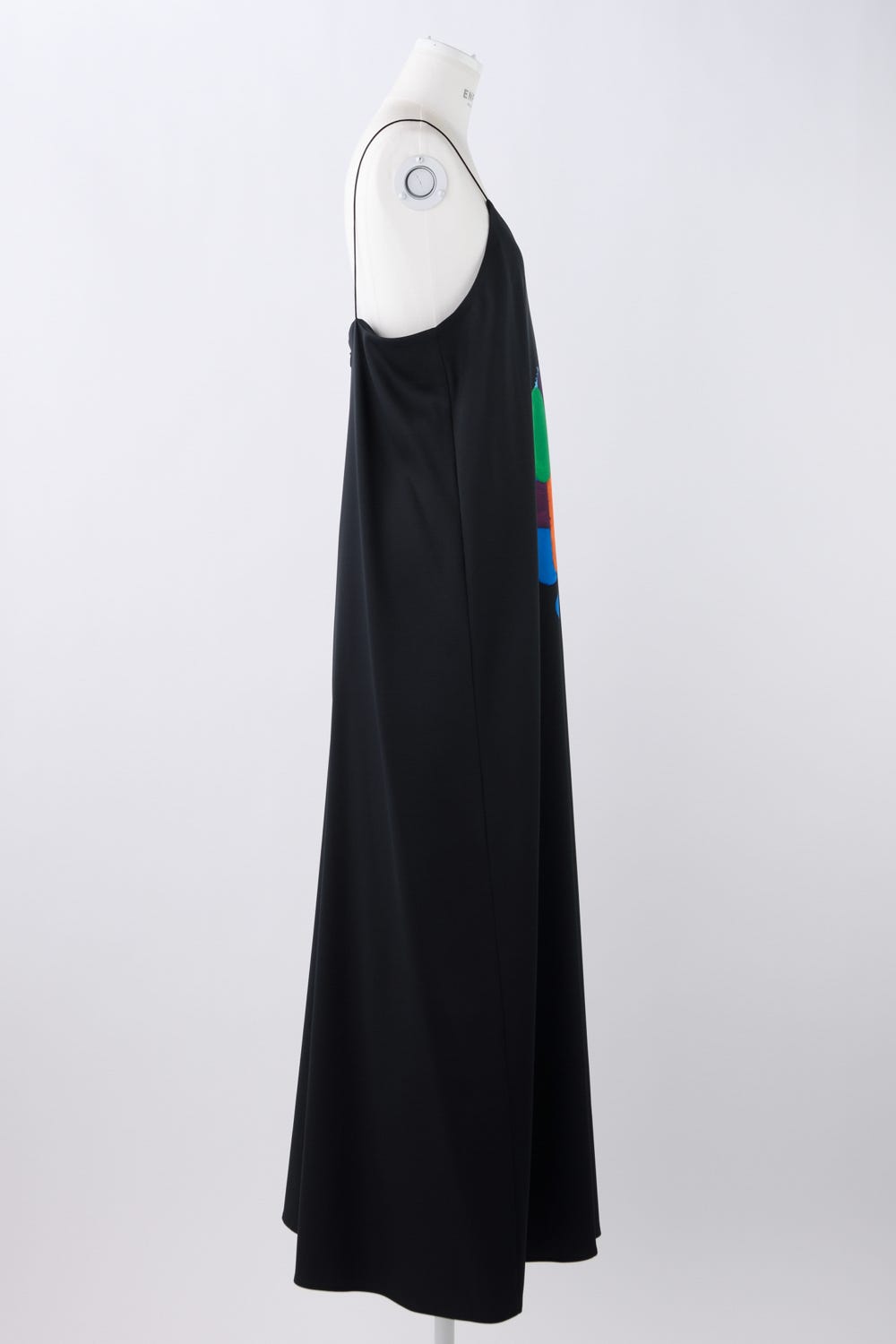 DRAWING SLIT SLIP-DRESS BLK 38